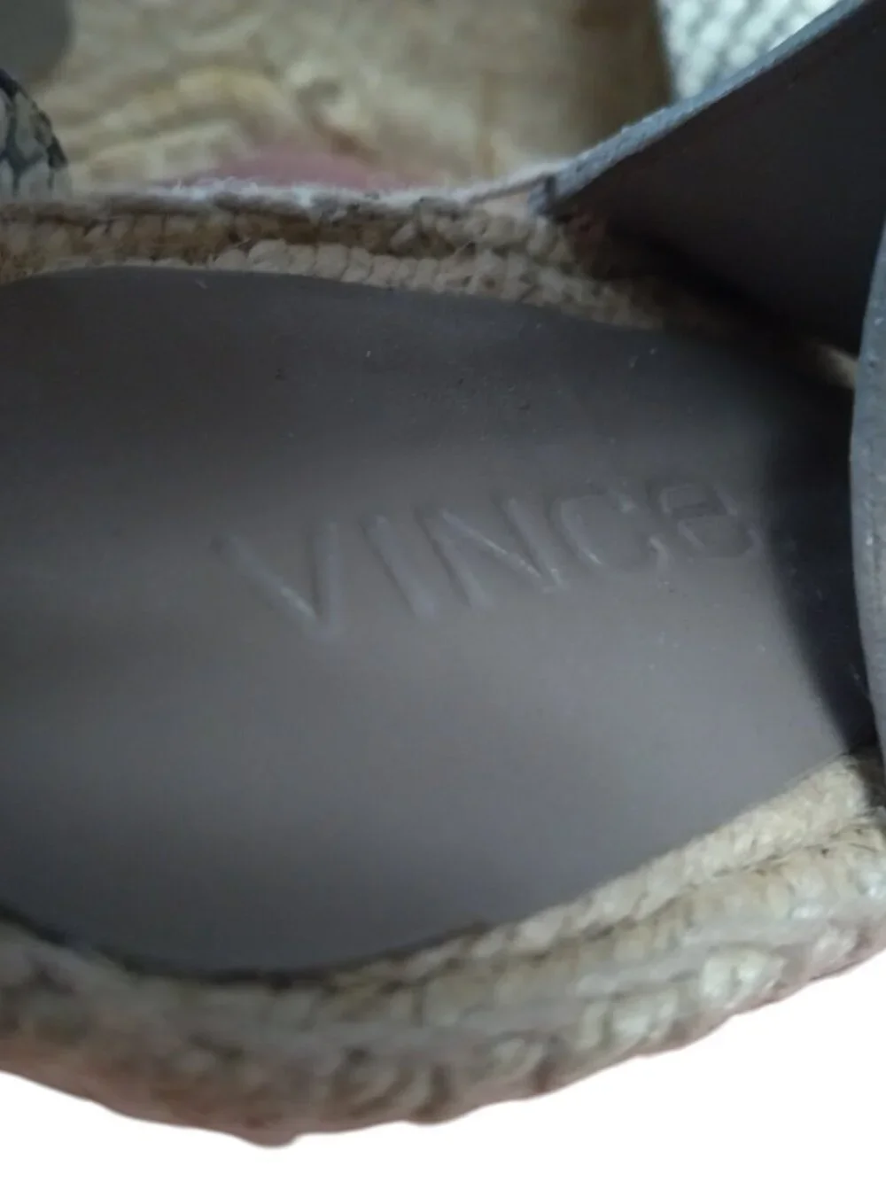 VINCE Sophie Snakeskin Leather Espadrille 3.5